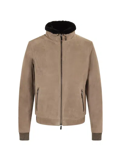 Moorer Zip-fastening Bomber Jacket In Neutral
