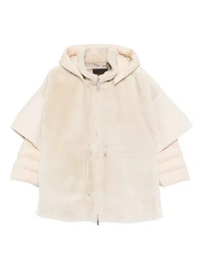 Moorer Zip-fastening Hooded Coat In Neutral