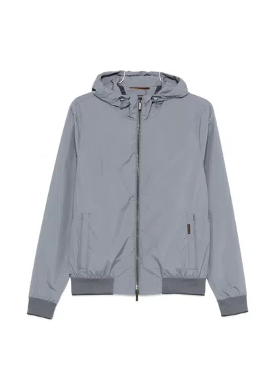 Moorer Zip Fastening Hooded Jacket In Gray