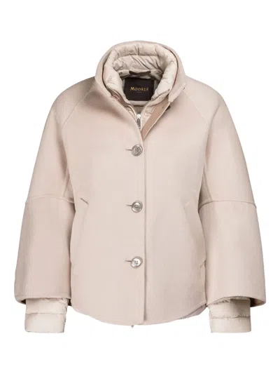 Moorer Zip-fastening Puffer Jacket In Neutral