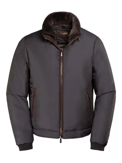 Moorer Zip-front Bomber Jacket In Gray