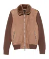 Moorer Shearling-down Campiglio Bomber Jacket In Brown