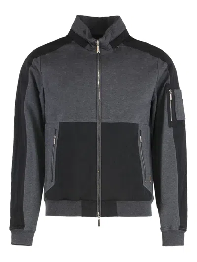 Moorer Zip-panelled Sweatshirt In Gray