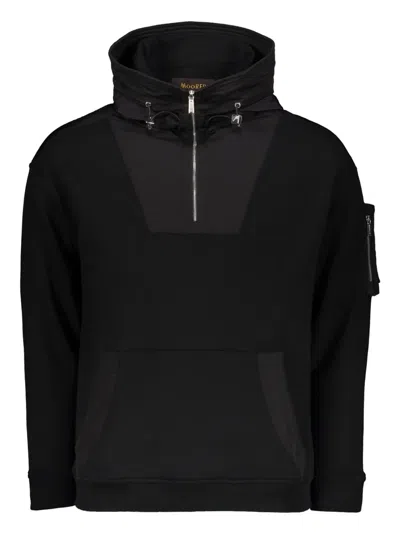 Moorer Zip-pocket Fleece Hoodie In Black