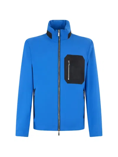 Moorer Zip Pocket Jacket In Blue