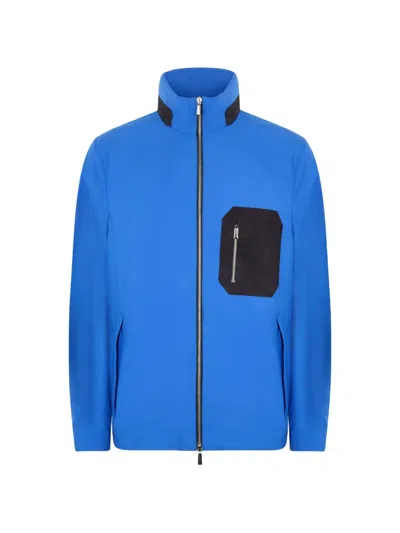 Moorer Zip Pocket Lightweight Jacket In Blue