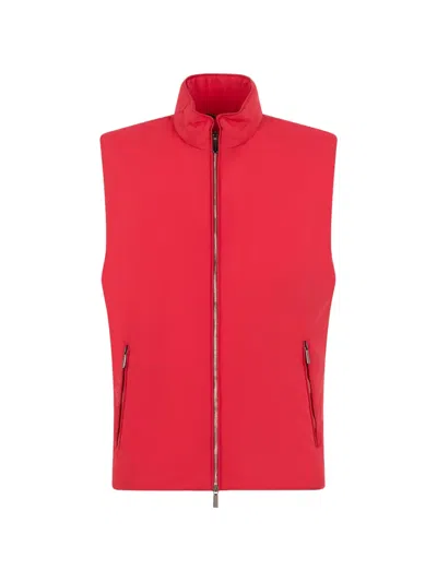Moorer Zip Sleeveless Gilet In Red