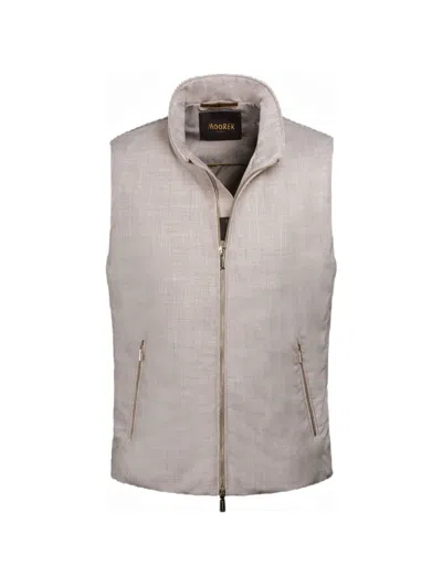 Moorer Zip Smooth Vest In Neutral