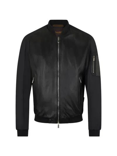 Moorer Zip-up Bomber Jacket In Black