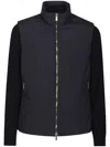 Moorer Navy Blue Solid Mock Collar Jacket In Blue