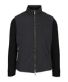 Moorer Navy Blue Solid Mock Collar Jacket In Blue
