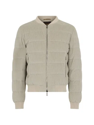 Moorer Zip-up Corduroy Bomber Jacket In Gray