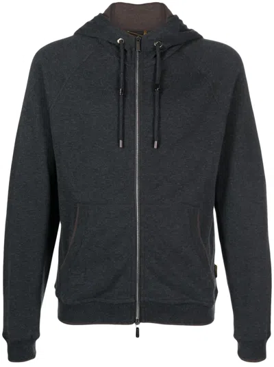 Moorer Zip-up Cotton Blend Hoodie In Grey