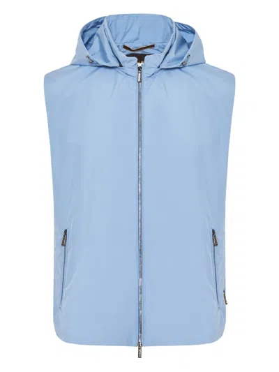 Moorer Zip-up Gilet In Blue