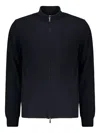 Moorer Elegant Black Knit Cardigan With Zip In Blue