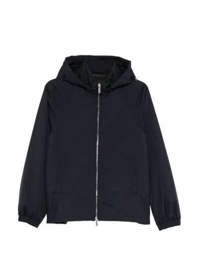 Moorer Zip-up Hooded Jacket In Black