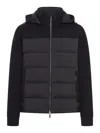 Moorer Hooded Padded Quilted Jacket Sleeves In Black