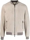 Moorer Zip-up Leather Bomber Jacket In Neutrals