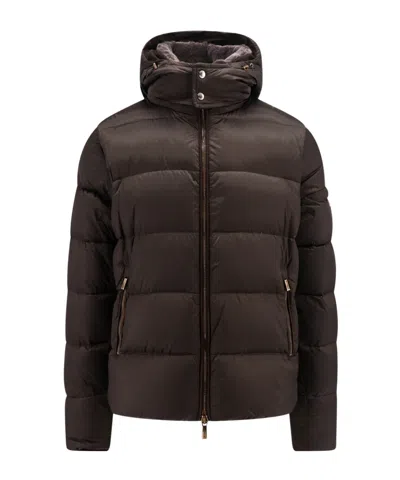 Moorer Zip-up Padded Down Jacket In Brown
