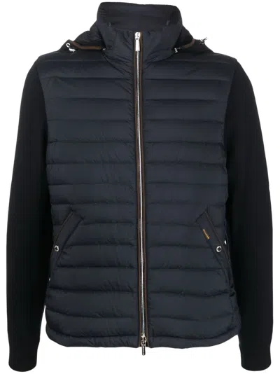 Moorer Zip-up Padded Hooded Jacket In Blue