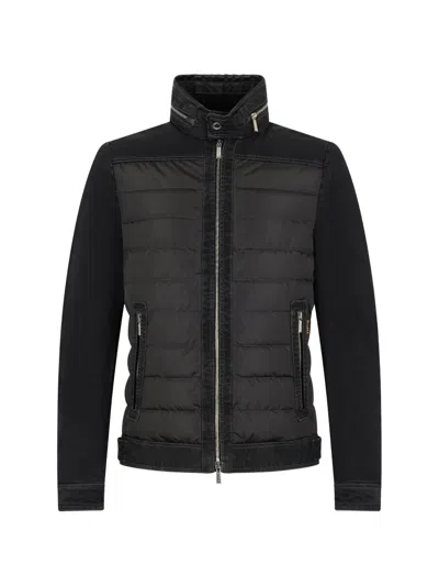 Moorer Zip-up Quilted Panel Jacket In Black