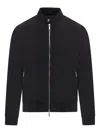 Moorer Zip-up Ribbed Bomber Jacket In Black