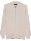 Moorer Ribbed Zipped Cardigan In Neutrals