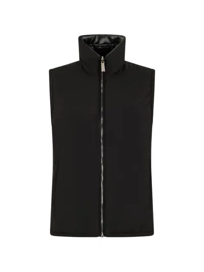 Moorer Zip-up Sleeveless Gilet In Black
