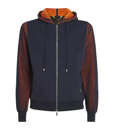 Moorer Zip-up Truman Hoodie In Navy