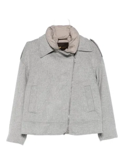 Moorer Zip-up Wool Jacket In Gray