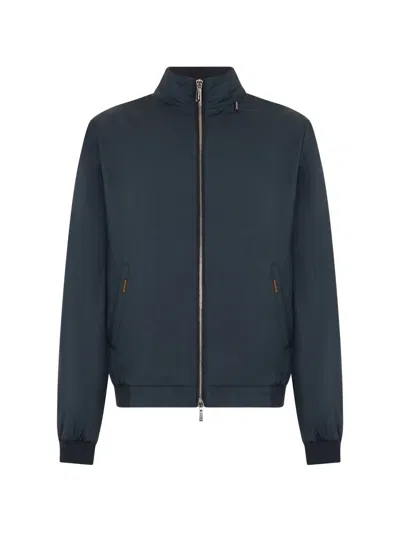 Moorer Zipped High-neck Jacket In Blue