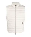 Moorer Quilted High Collar Sleeveless Jacket With Pockets In White