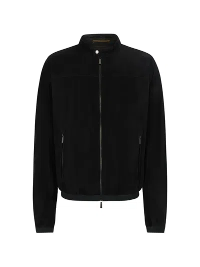 Moorer Zip-up Bomber Jacket In Black
