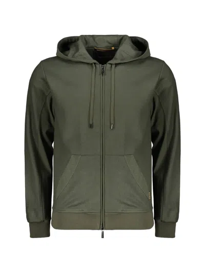 Moorer Zip-up Drawstring Hoodie In Green