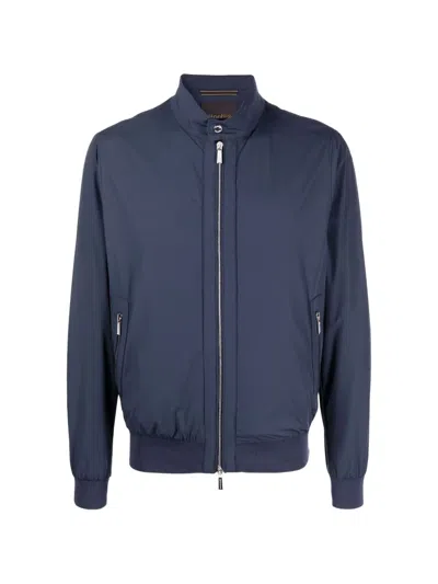 Moorer Zip-up High-neck Jacket In Blue
