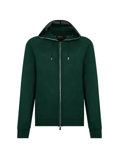 Moorer Zip-up Knit Hoodie In Green