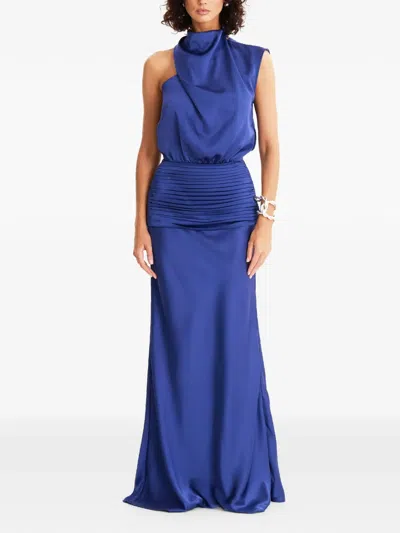 Moos Studio Asymmetric-shoulder Maxi Dress In Blue