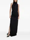 Moos Studio Black Allure High-neck Side-slit Maxi Dress In Black
