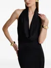 Moos Studio Black Honey Cowl-neck Halter Maxi Dress In Black