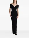 Moos Studio Black Muse Off-shoulder V-neck Maxi Dress In Black