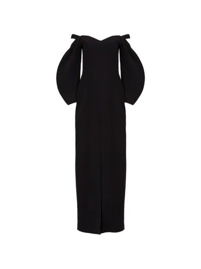 Moos Studio Black Tulip Off-the-shoulder Balloon-sleeve Maxi Dress