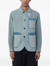 Moos Studio Contrast-pocket Jacket In Blue