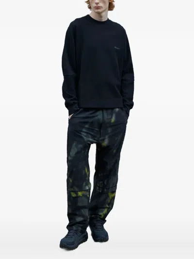 Moos Studio Crew-neck Panelled Sweatshirt In Blue