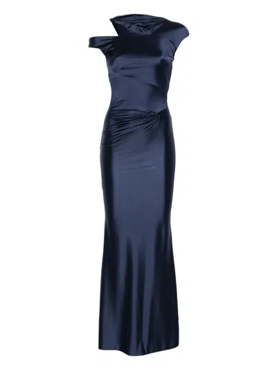 Moos Studio Cut Out-detail Maxi Dress In Blue