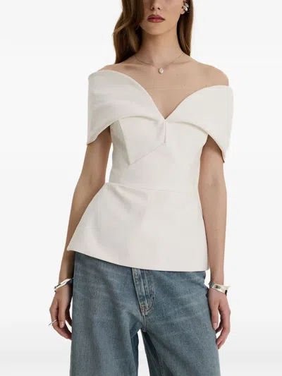 Moos Studio Denim Muse Off-shoulder Top In White