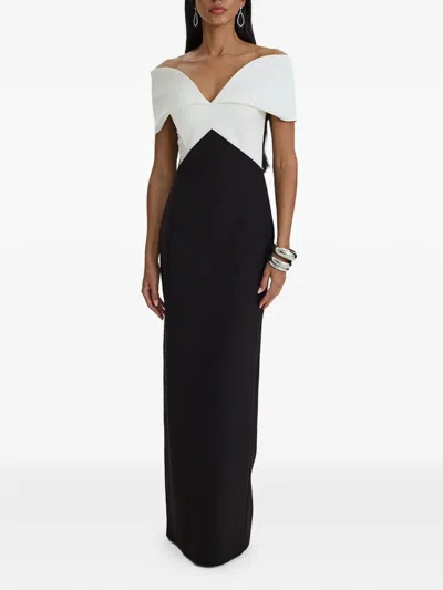 Moos Studio Dual Form Off-shoulder Colour-block Gown In Multi