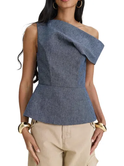 Moos Studio Edit Off-shoulder Peplum Top In Blue