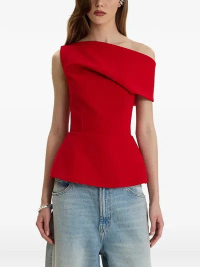 Moos Studio Edit Off-shoulder Peplum Top In Red