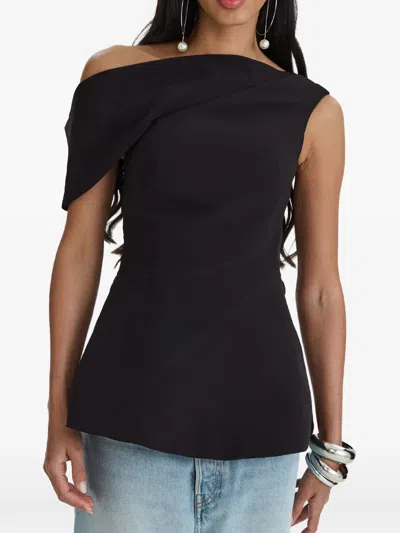 Moos Studio Edit One-shoulder Asymmetric Top In Black
