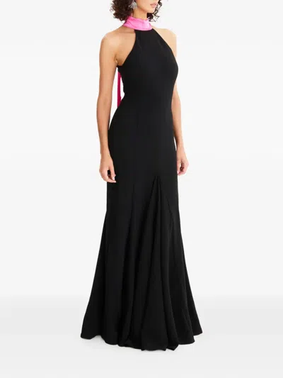 Moos Studio Halterneck Pleated Maxi Dress In Black